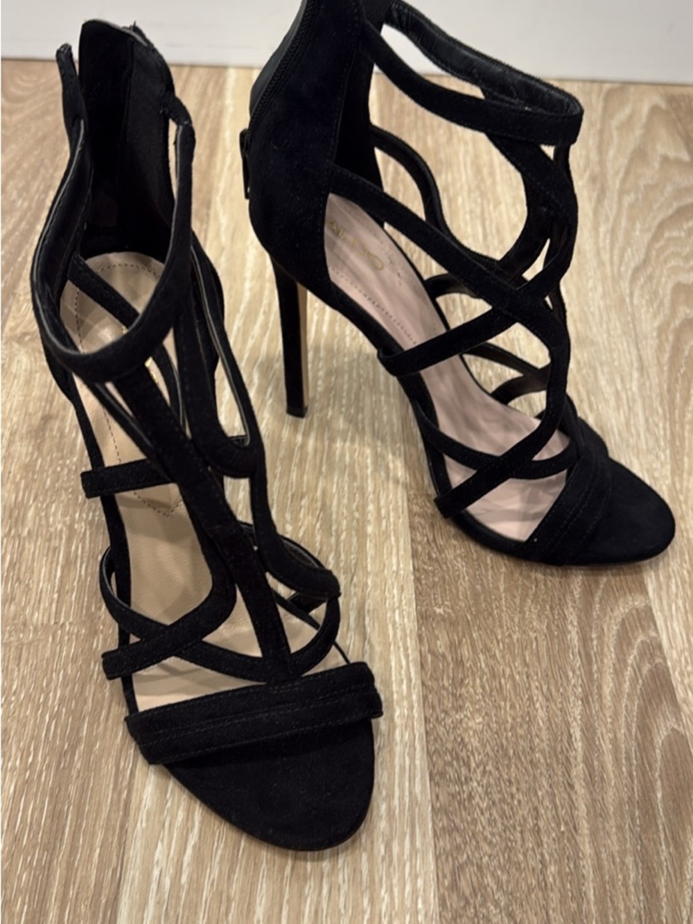 Aldo Black Strappy Stiletto Heels